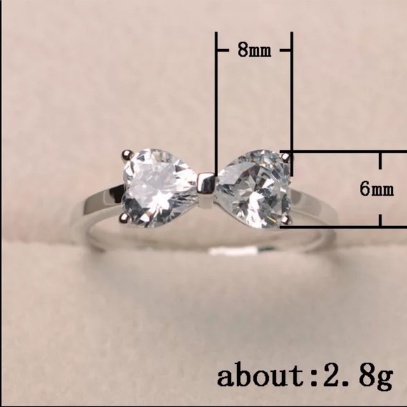 New Women’s 925 Silver Sapphire Knot Bow Ring - Picture 6 of 6